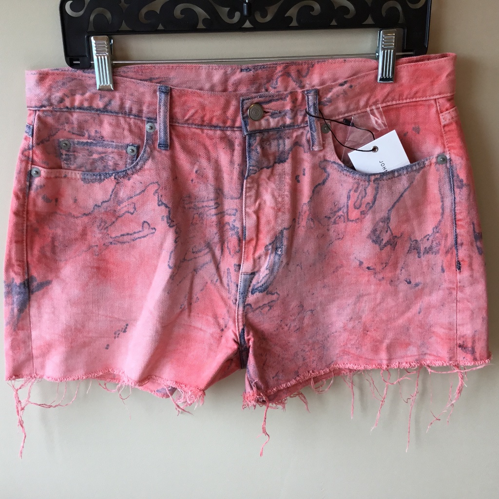 Designer Label John Elliott Coral Blue Denim Jean Shorts Size 30 New Nwt